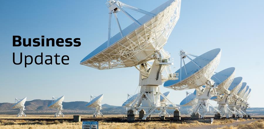 Text: Business update. Image: Satellite.