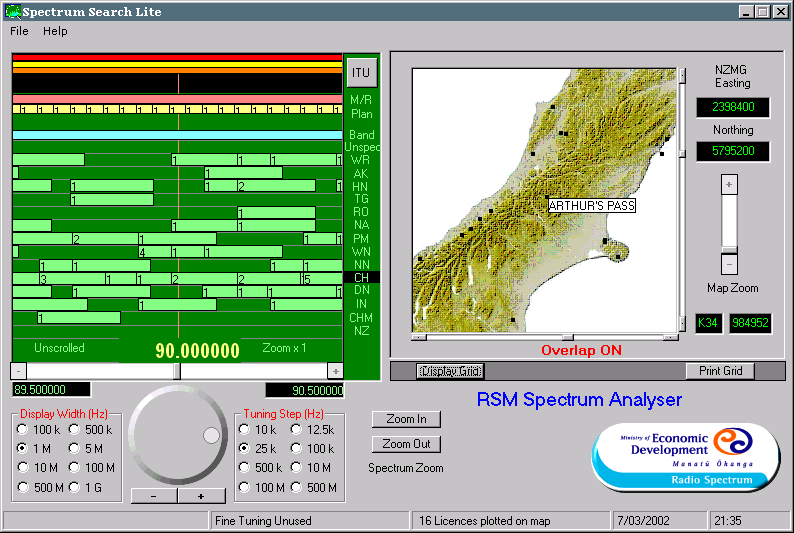 RSM Spectrum Analyser map screen shot