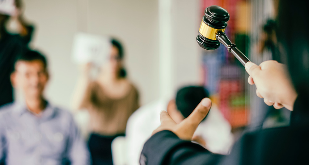 Auction control gavel about to be used, .